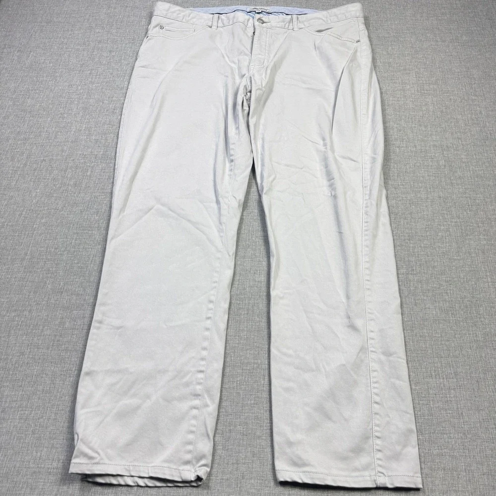 Peter Millar Pants Mens 38x29 Gray Chino Cotton Modal Spandex Pockets Flat Front